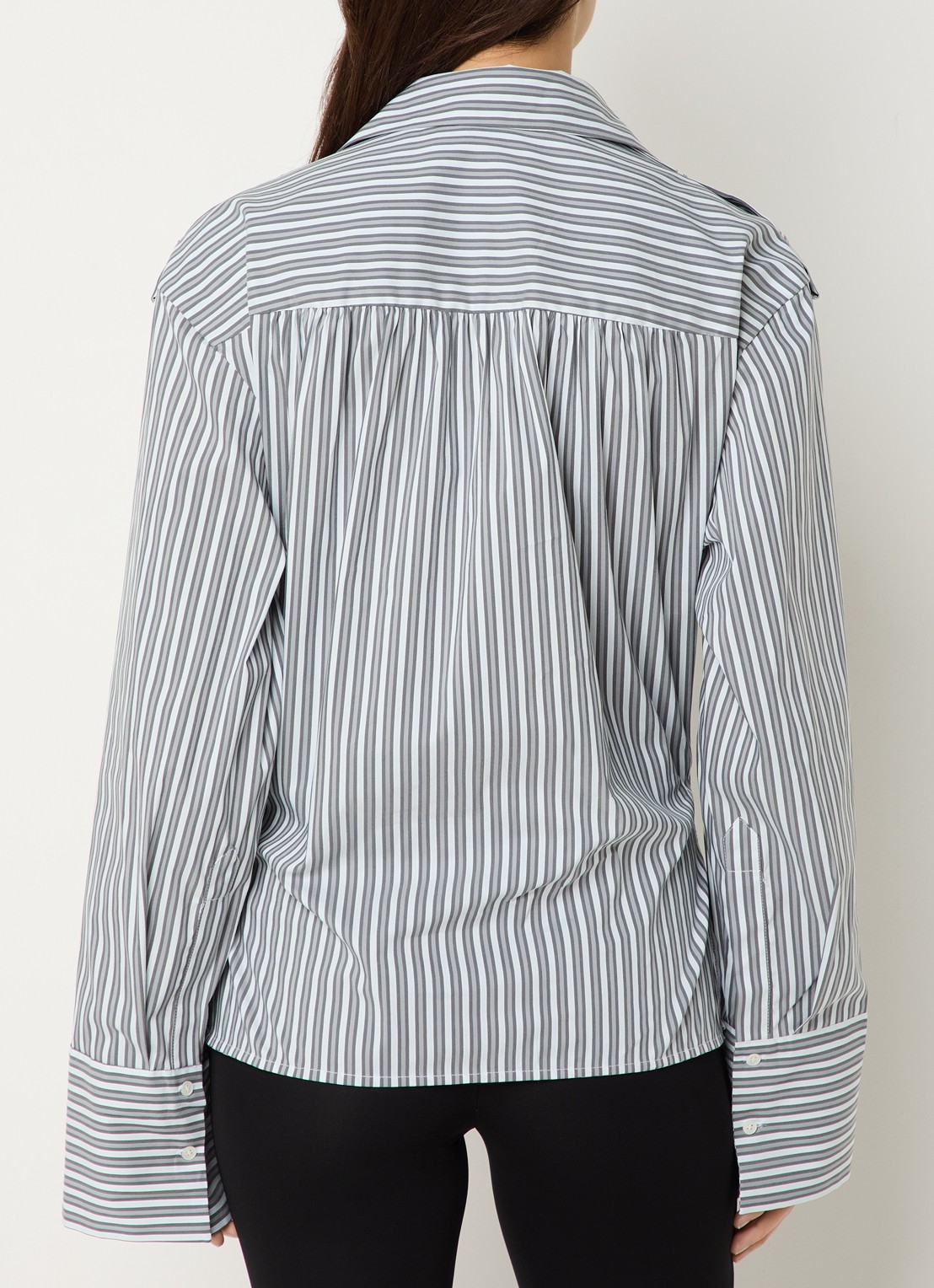 IRO Lace asymmetrische blouse met streepprint - achterkant grijs