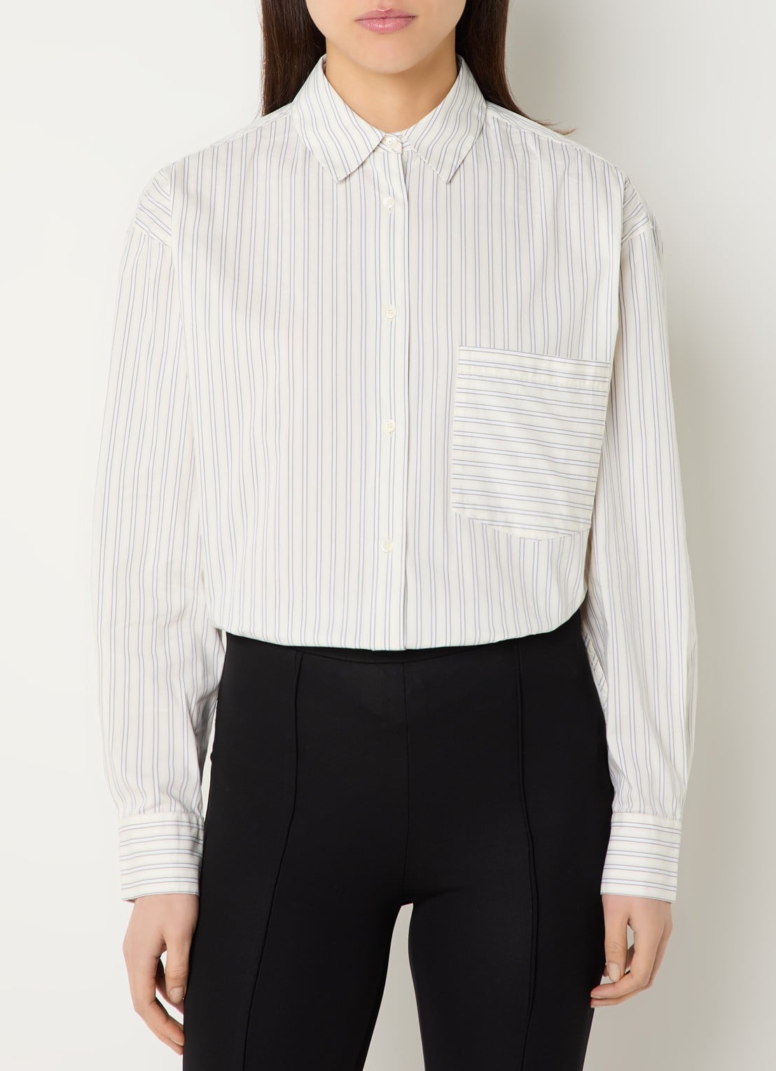 IRO Lasmy blouse met streepprint - detail 3 vanillegeel