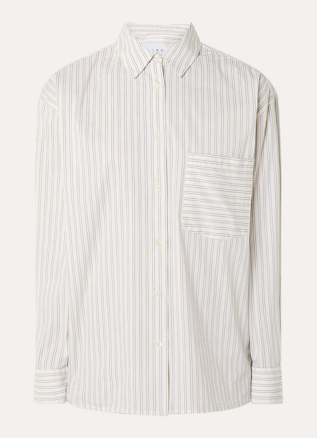 IRO Lasmy blouse met streepprint - voorkant vanillegeel