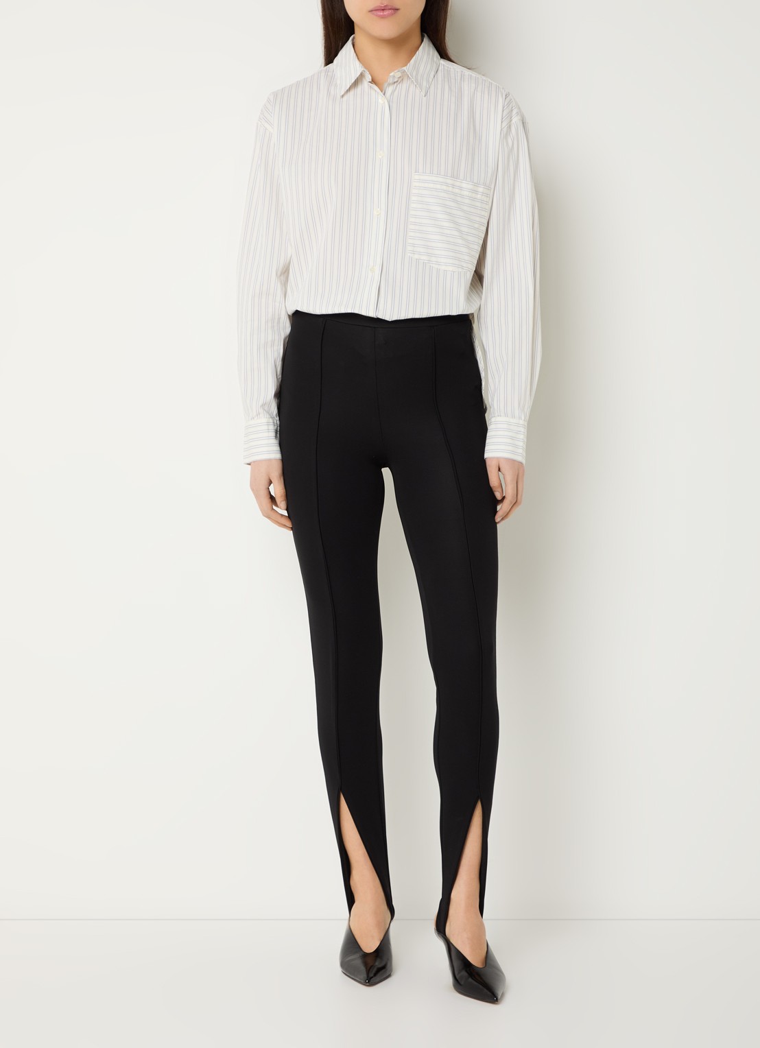 IRO Lasmy blouse met streepprint - voorkant 2 vanillegeel