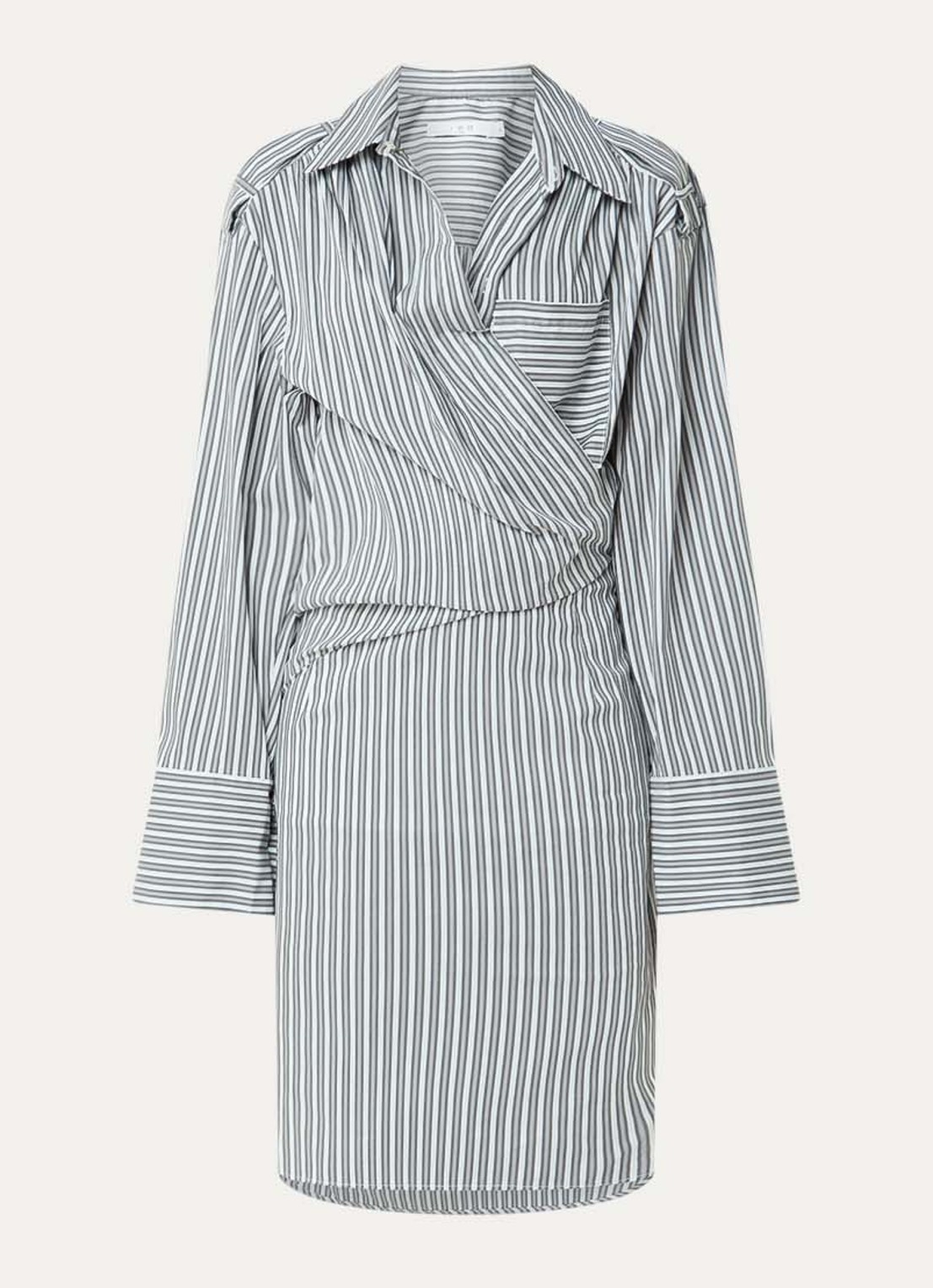 IRO Lazul midi blousejurk met streepprint - voorkant grijs