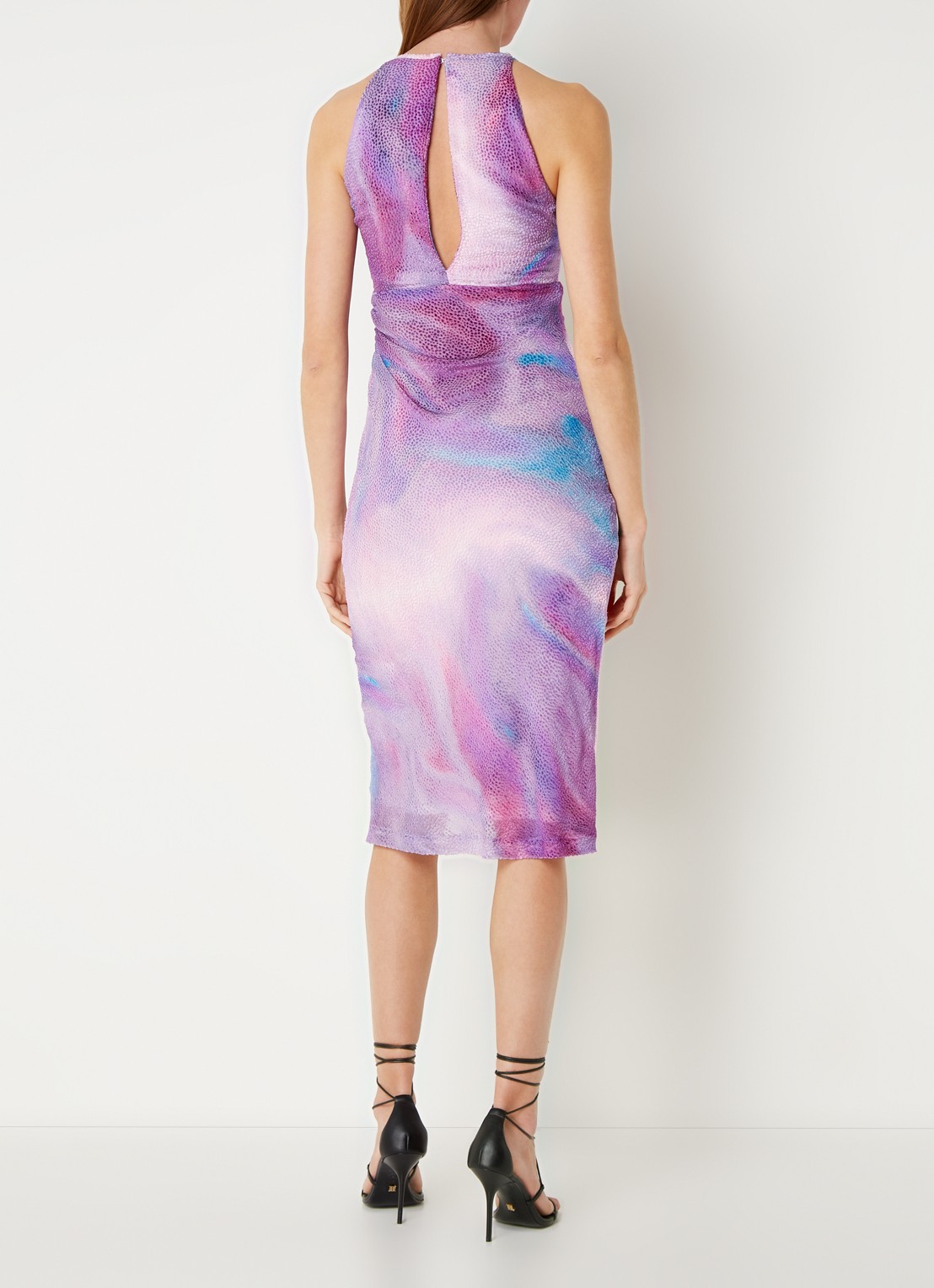 IRO Lidama midi jurk met jacquard dessin van fluweel  - achterkant 4 paars