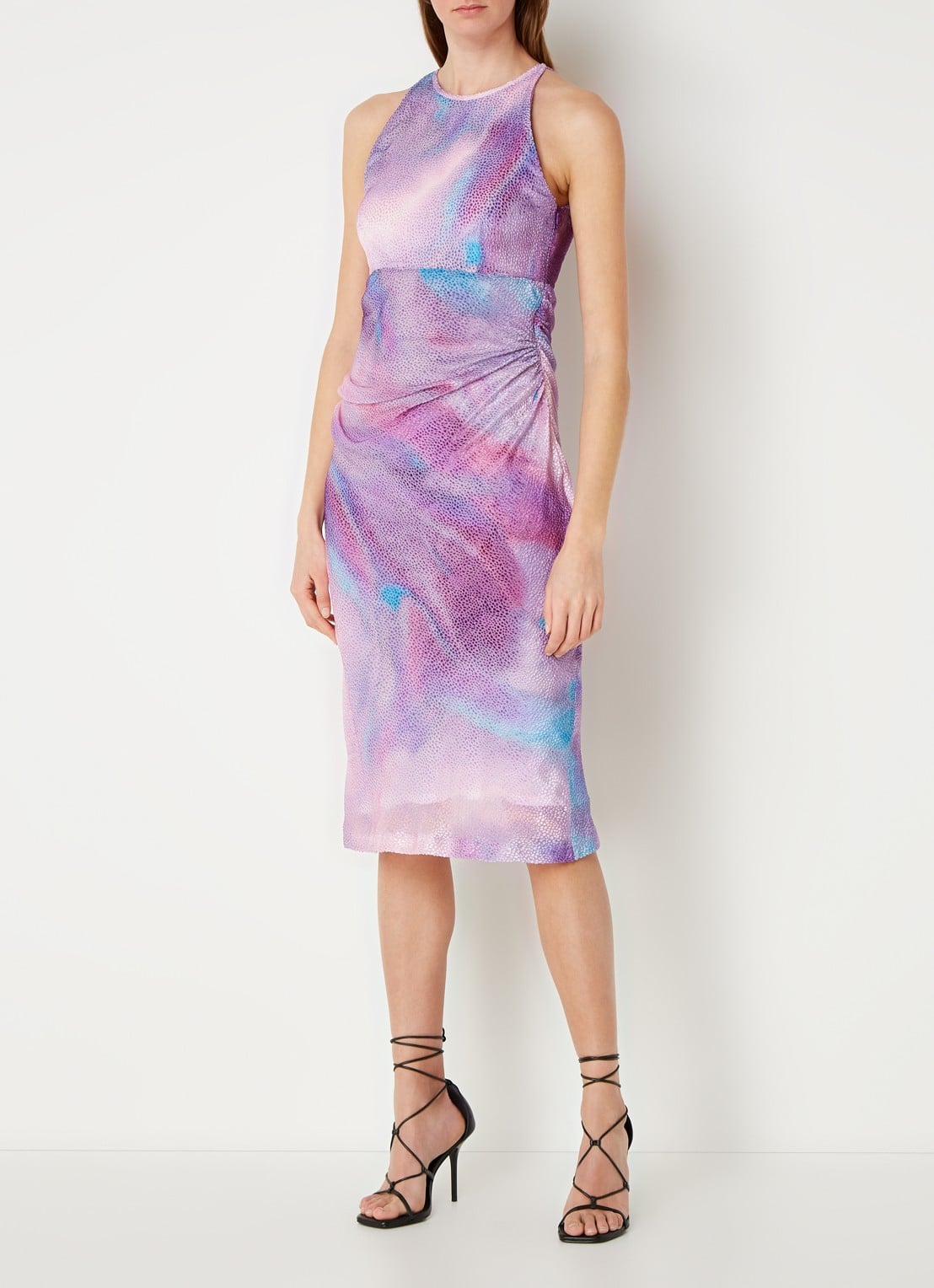 IRO Lidama midi jurk met jacquard dessin van fluweel  - detail 3 paars