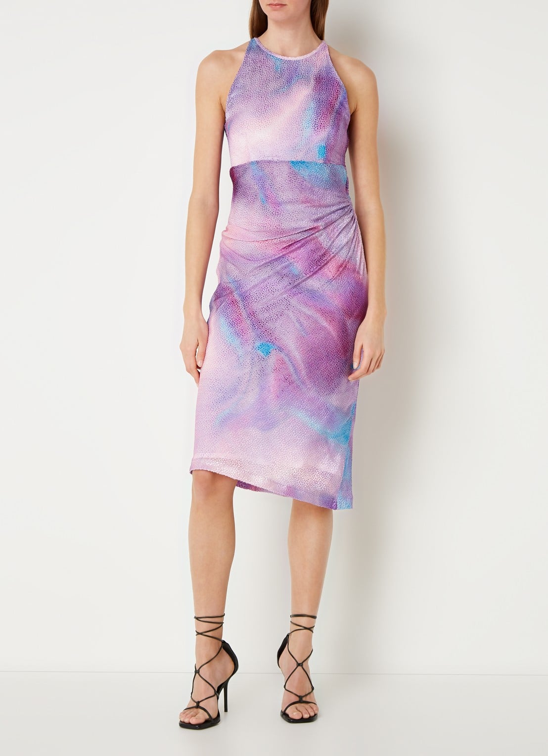 IRO Lidama midi jurk met jacquard dessin van fluweel  - voorkant 2 paars