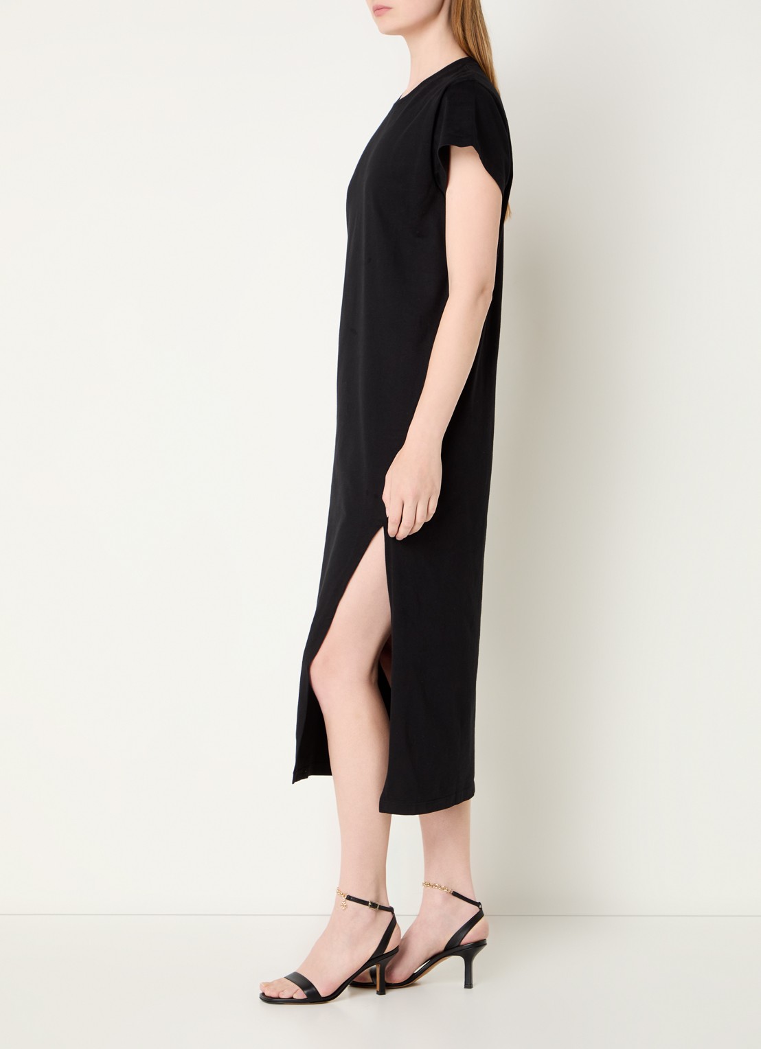 IRO Litony midi jurk met split - voorkant 3 zwart