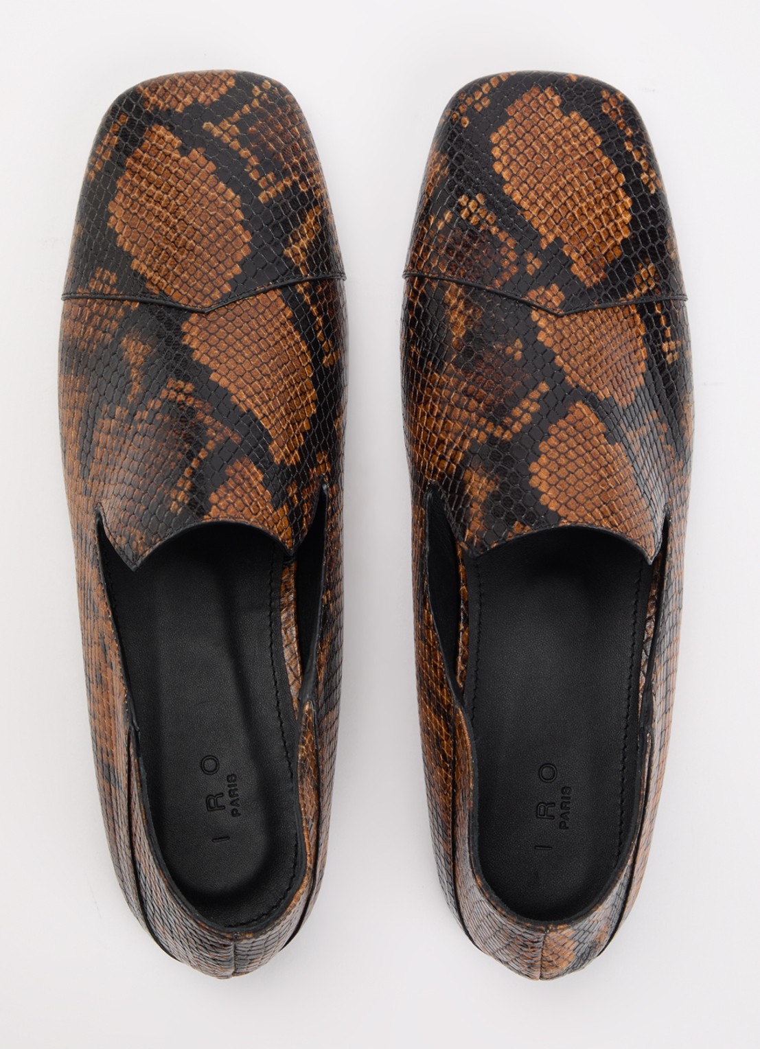 IRO Loafer van geitenleer met slangenprint - detail 3 bruin
