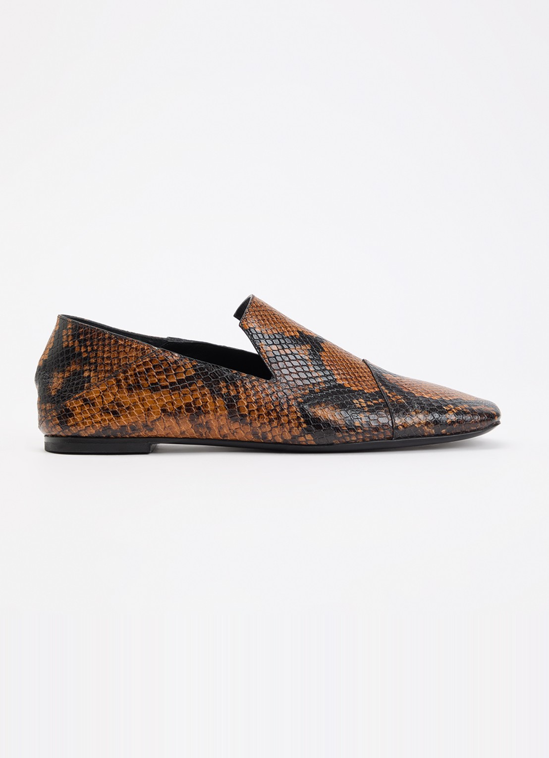 IRO Loafer van geitenleer met slangenprint - voorkant 5 bruin