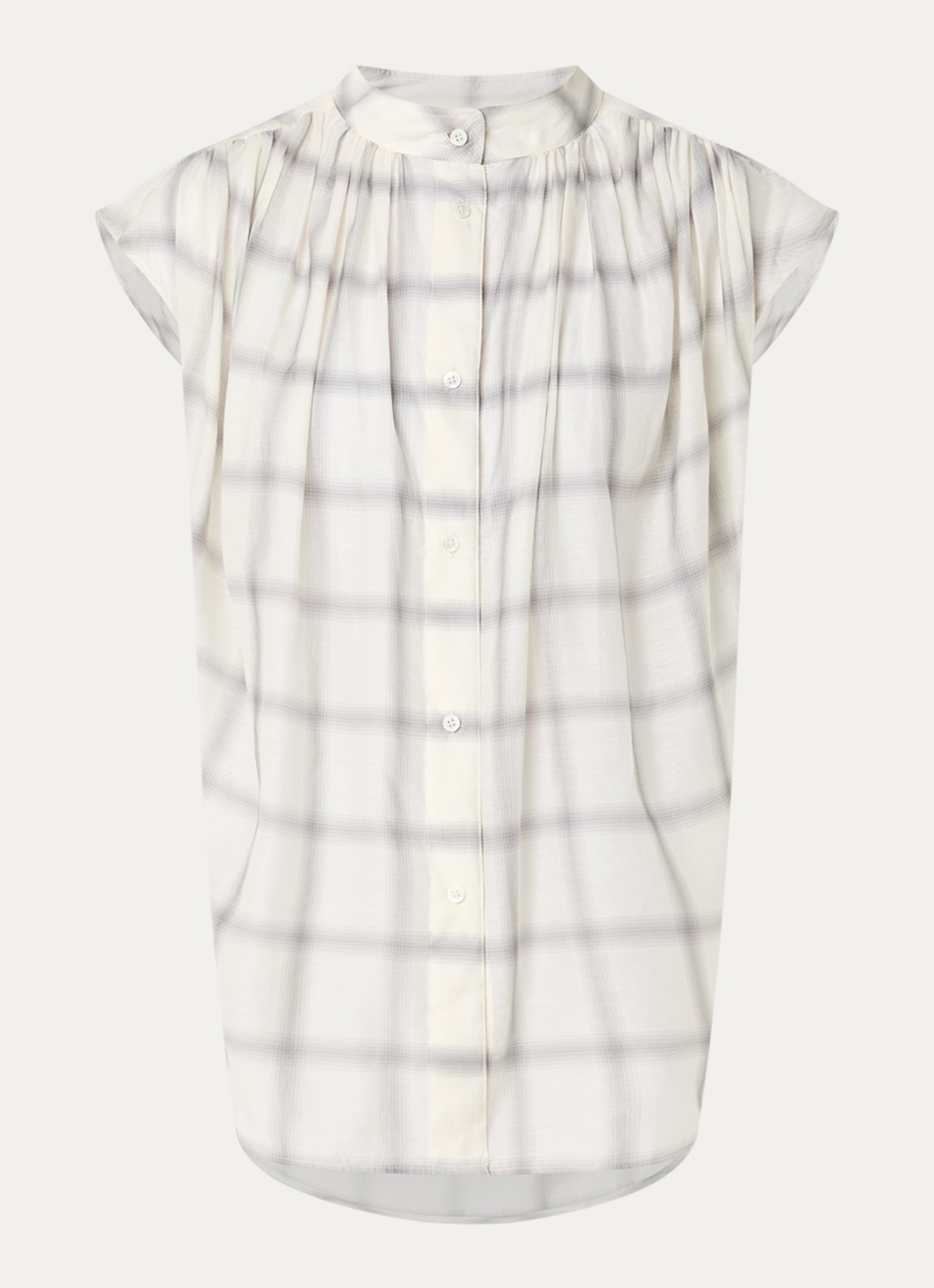 IRO Louka blouse in zijdeblend met ruitdessin - voorkant creme