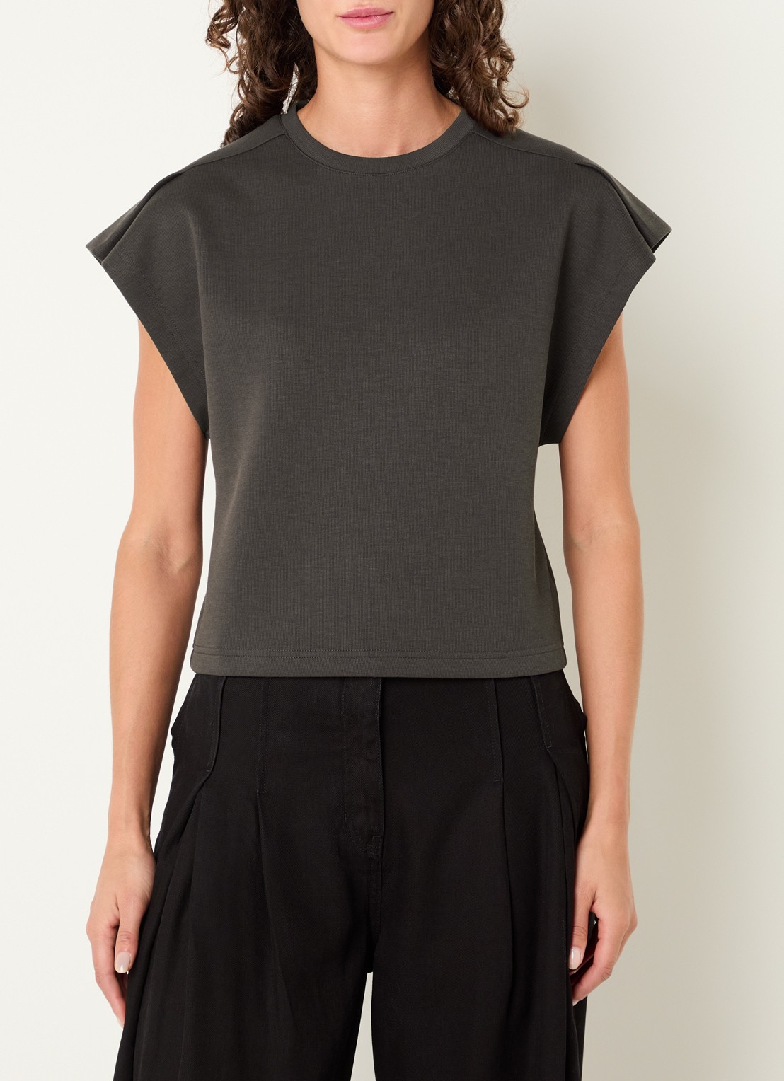 IRO Mahani T-shirt met plooidetail - detail taupe