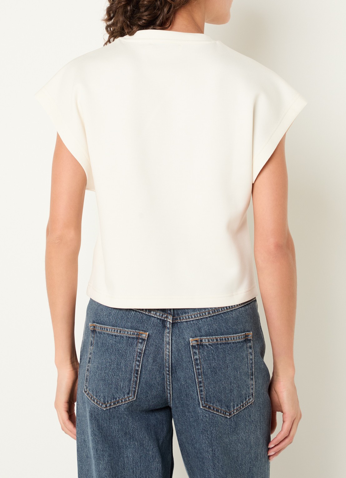 IRO Mahani T-shirt met plooidetail - achterkant 2 gebroken wit