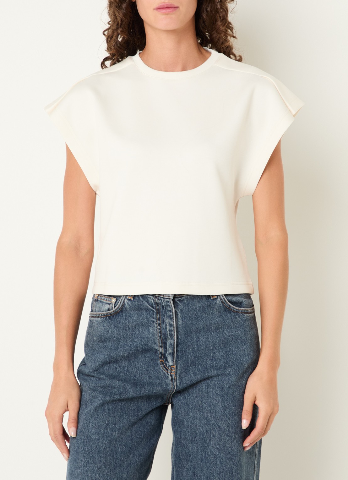IRO Mahani T-shirt met plooidetail - detail gebroken wit