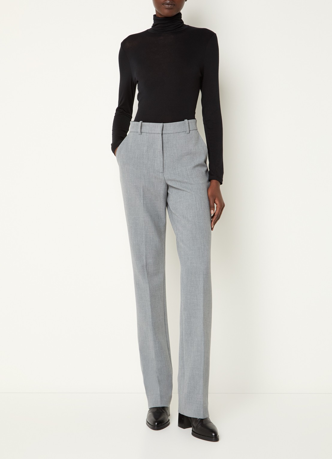 IRO Marila high waist bootcut fit pantalon met persplooi - voorkant 3 grijsmele