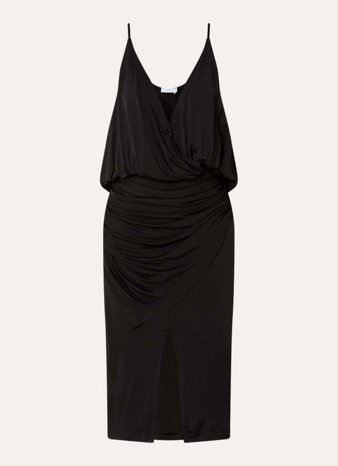 IRO Midi jurk met rugdecolleté en plooien - voorkant 3 zwart