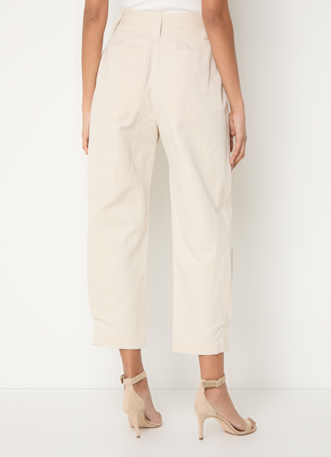 IRO Natsa high waist straight fit chino in linnenblend met steekzakken - achterkant 4 creme