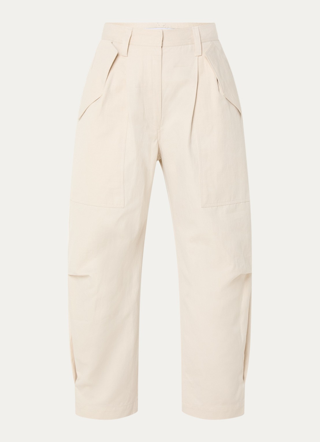 IRO Natsa high waist straight fit chino in linnenblend met steekzakken - voorkant 2 creme