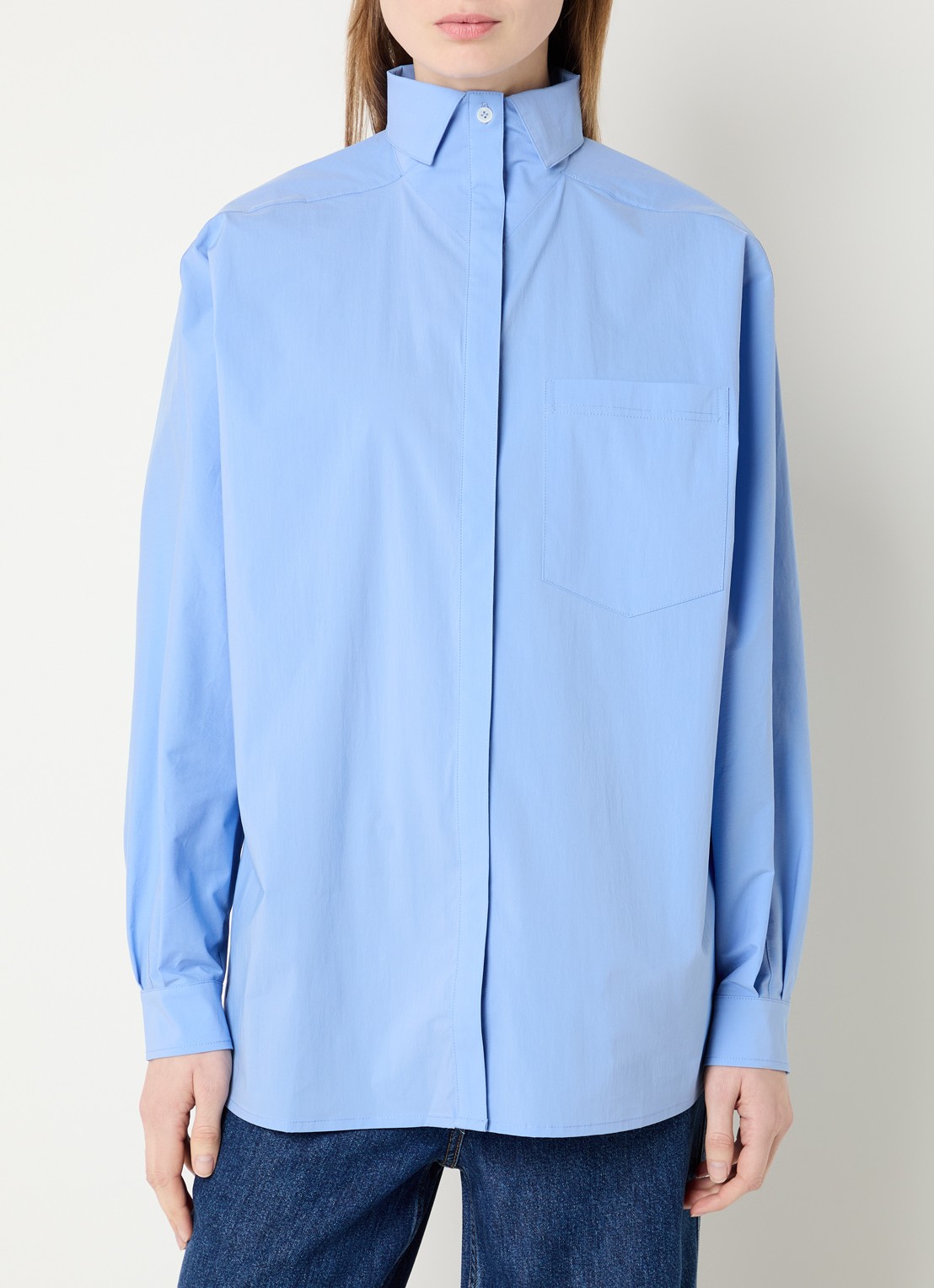 IRO Nylia blouse met stretch - detail blauwgrijs
