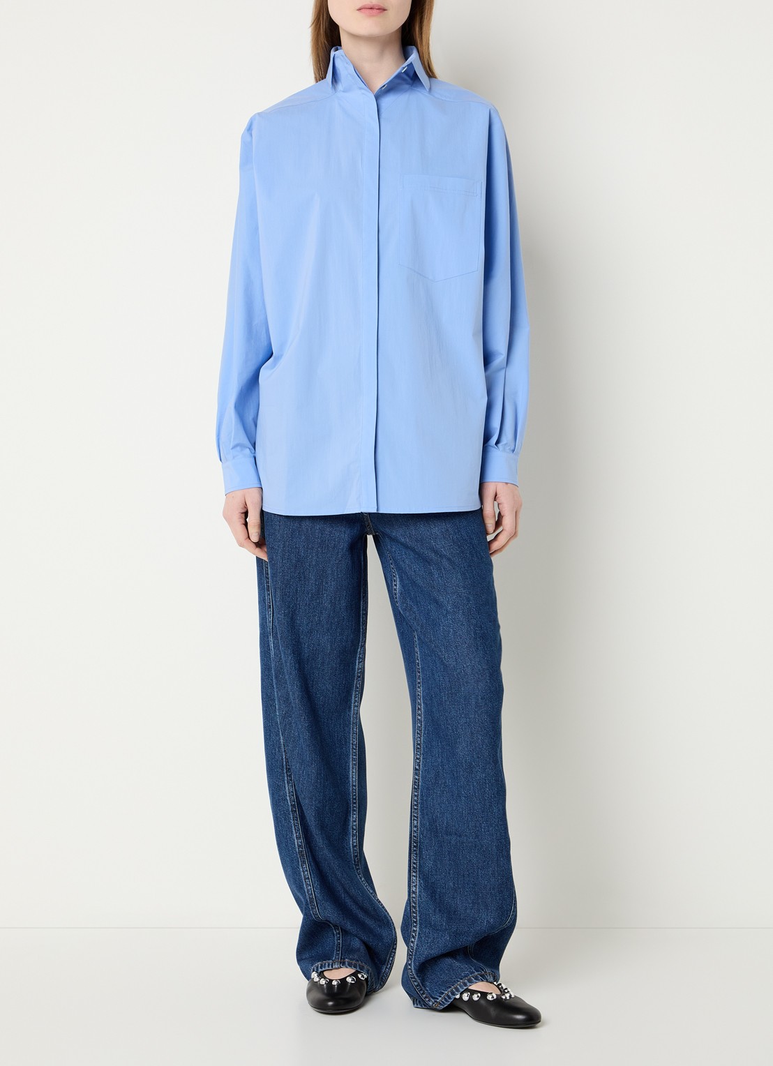 IRO Nylia blouse met stretch - voorkant 4 blauwgrijs