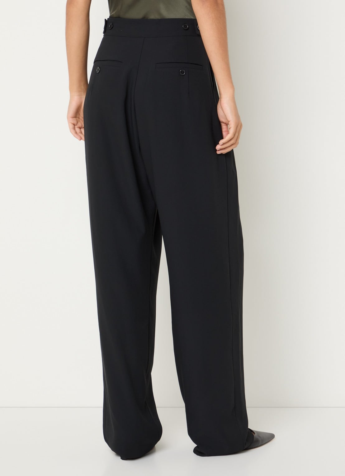 IRO Oakland high waist tapered fit pantalon met plooidetail - achterkant 4 zwart