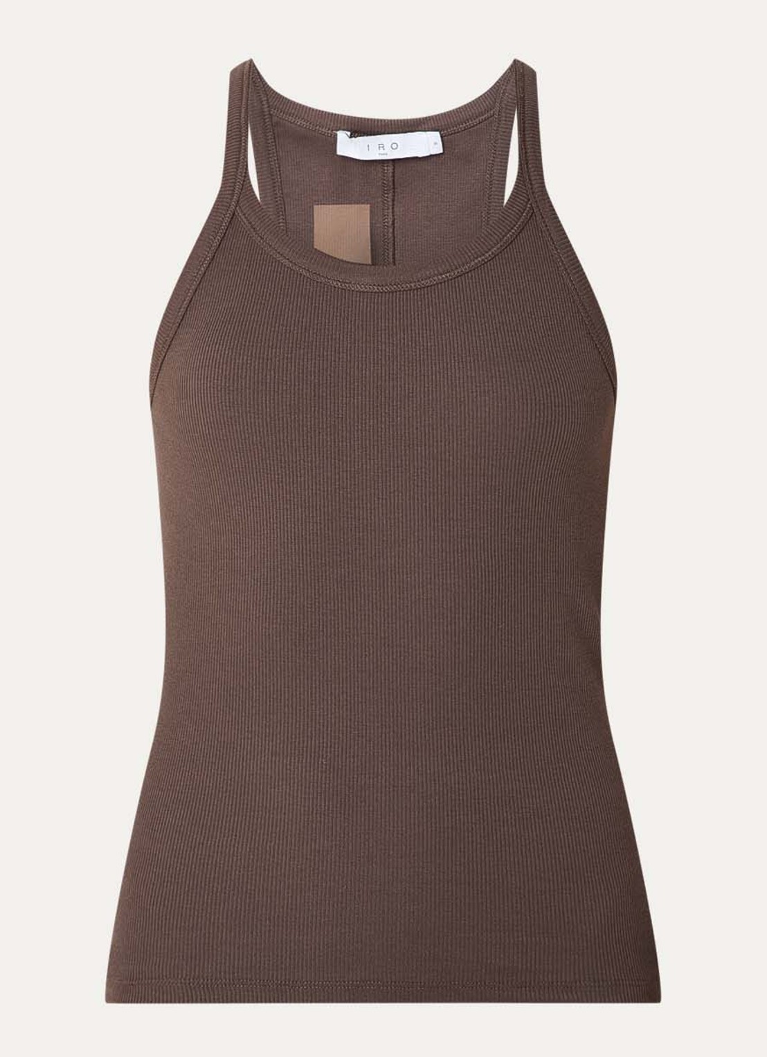 IRO Palisso top met ribstructuur - voorkant bruin