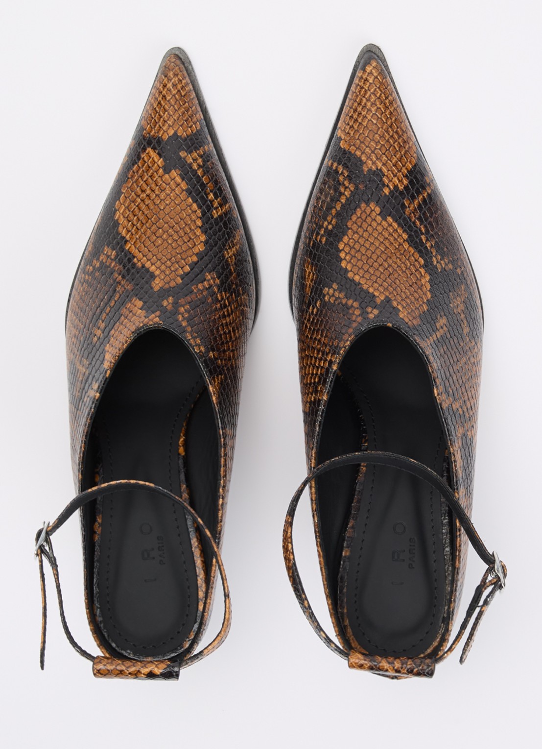 IRO Pump van leer met slangenprint  - detail 3 bruin
