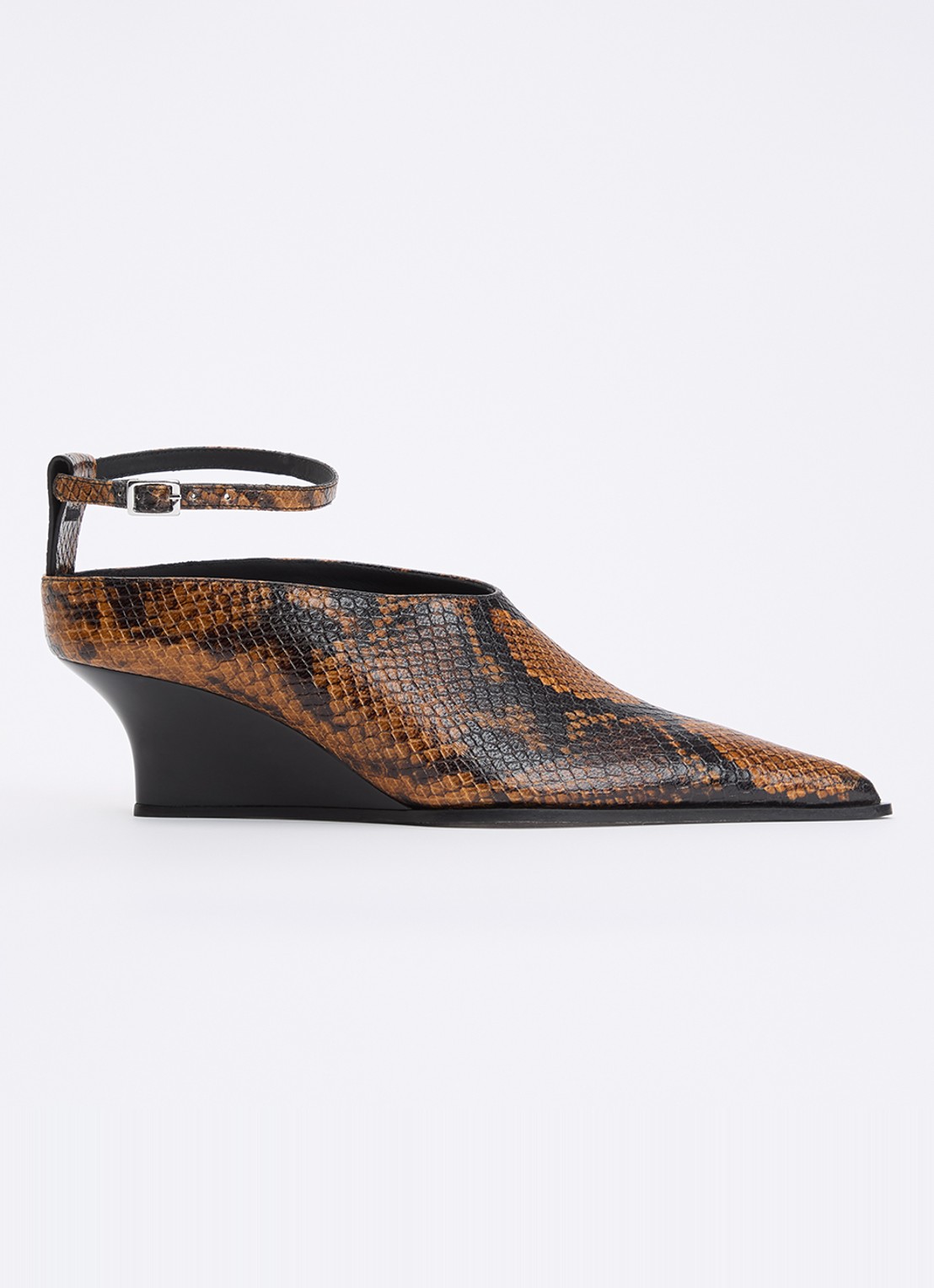IRO Pump van leer met slangenprint  - voorkant 5 bruin