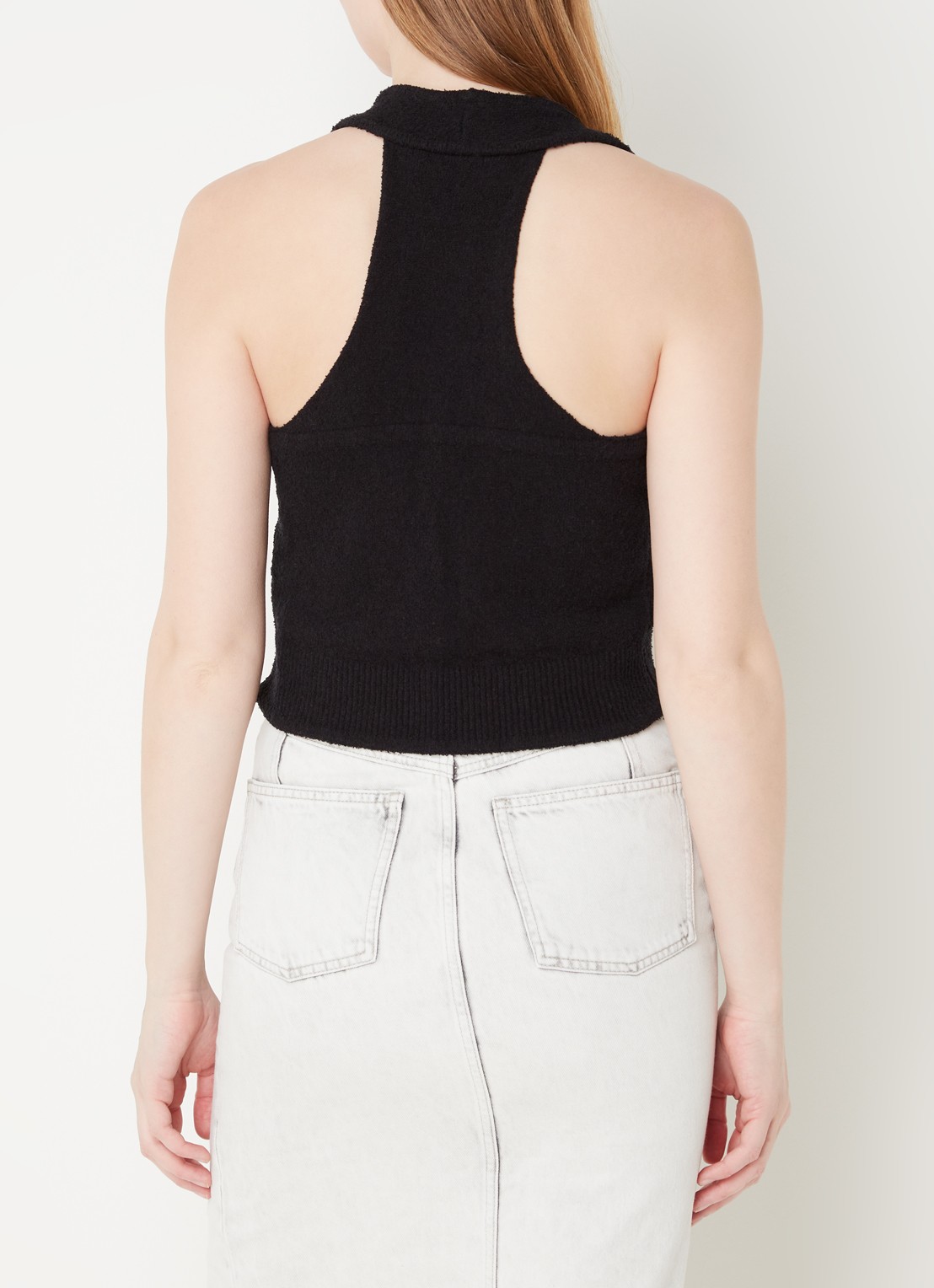 IRO Quawo fijngebreide crop top met structuur - achterkant 5 zwart