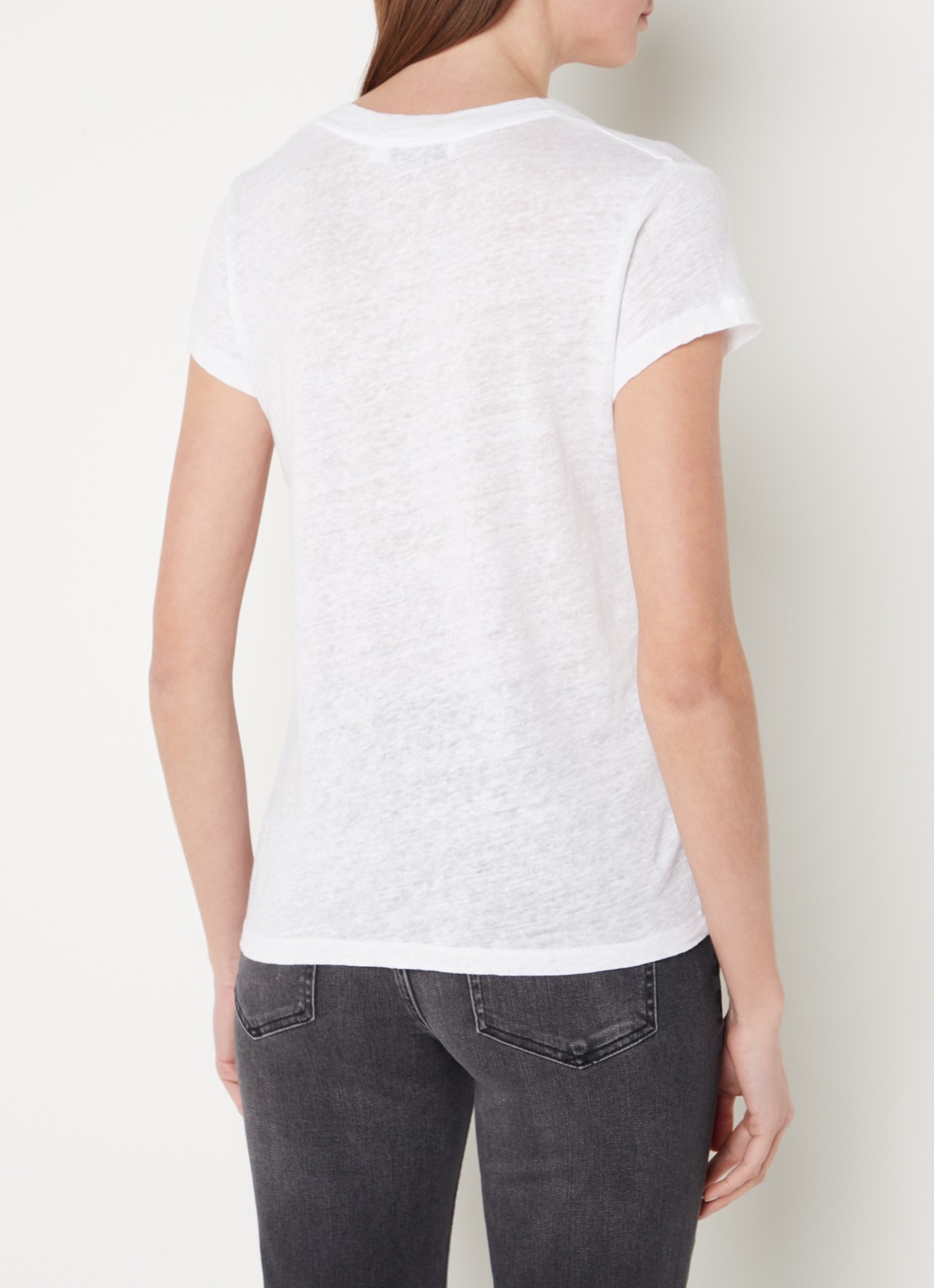 IRO Rodeo T-shirt van linnen met V-hals - achterkant 4 wit