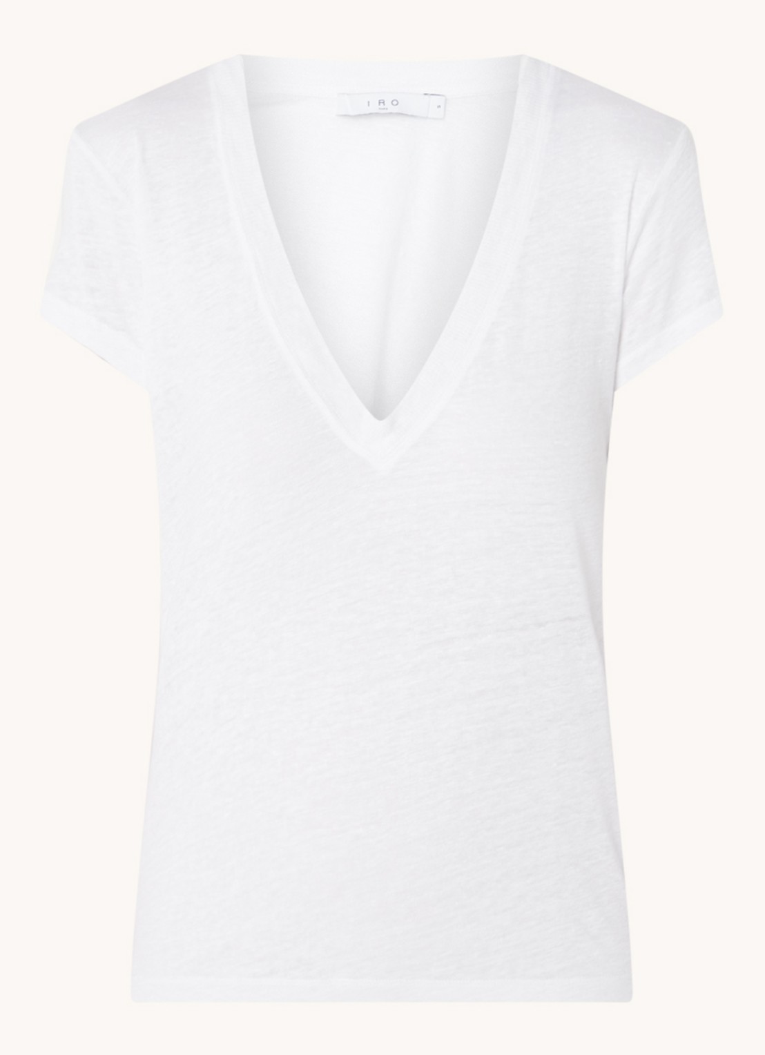 IRO Rodeo T-shirt van linnen met V-hals - voorkant wit