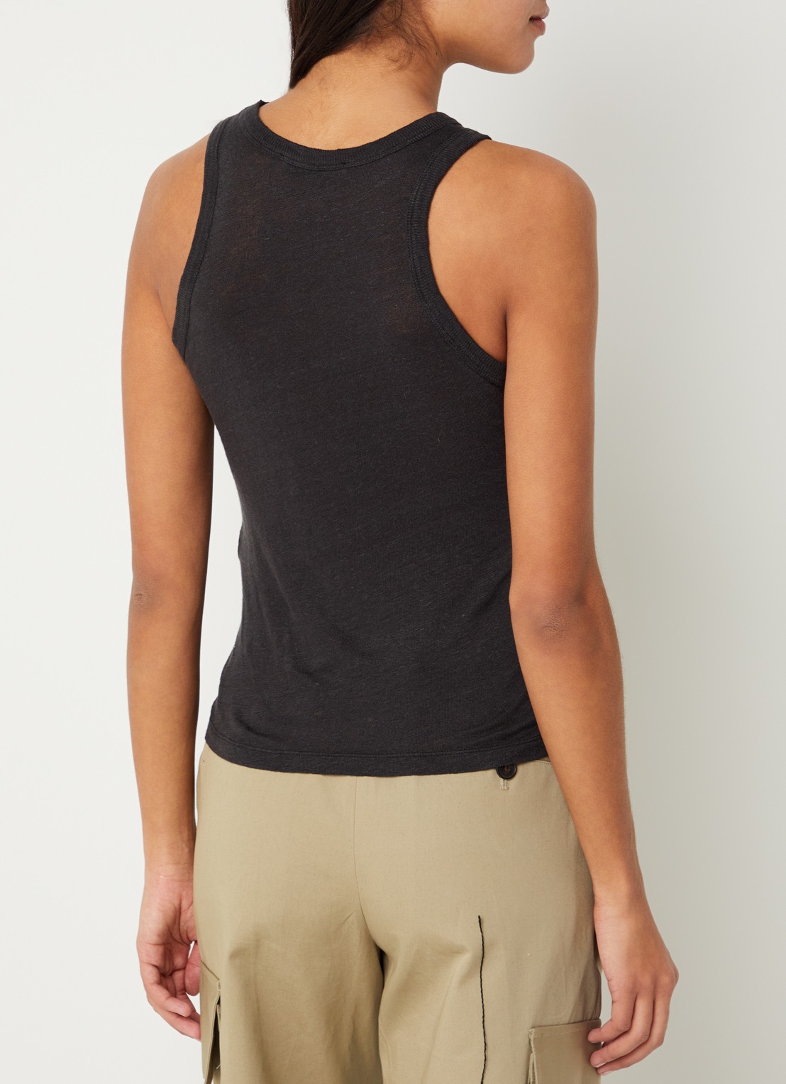 IRO Safrina semi-transparante tanktop van linnen - achterkant zwart