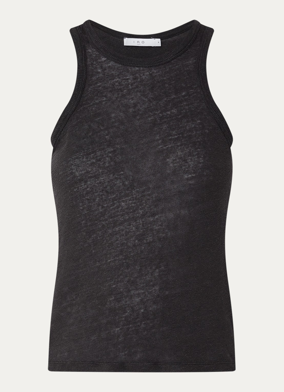 IRO Safrina semi-transparante tanktop van linnen - voorkant 3 zwart
