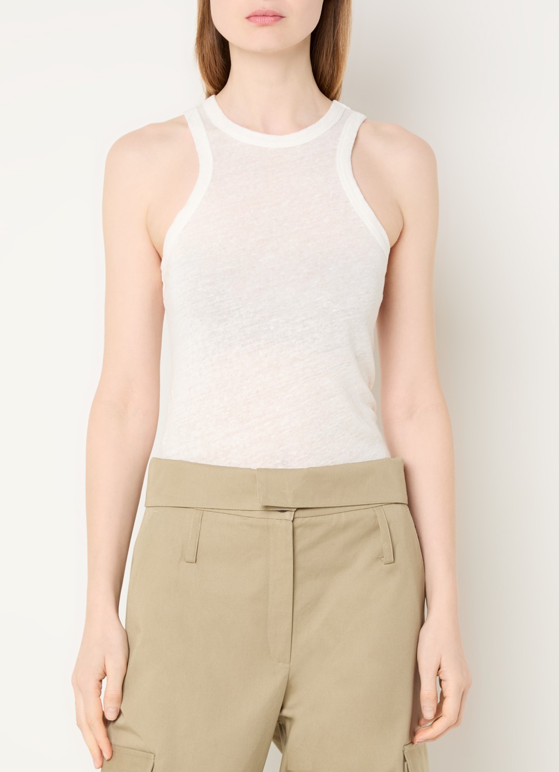 IRO Safrina tanktop van linnen - detail 4 gebroken wit