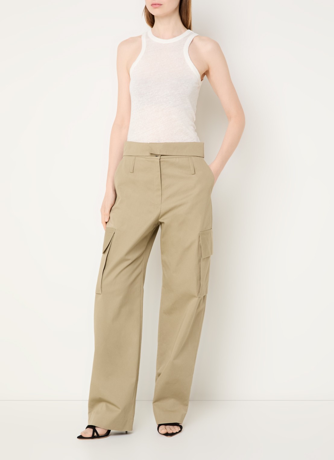 IRO Safrina tanktop van linnen - voorkant 2 gebroken wit