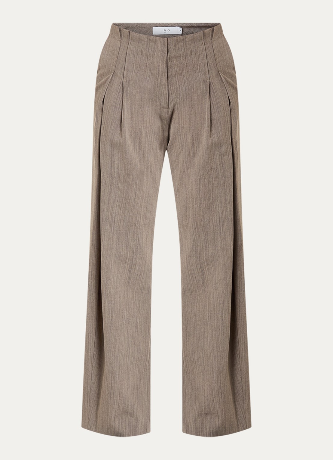IRO Sauge high waist wide fit pantalon in wolblend met steekzakken - voorkant 3 donkerbeige