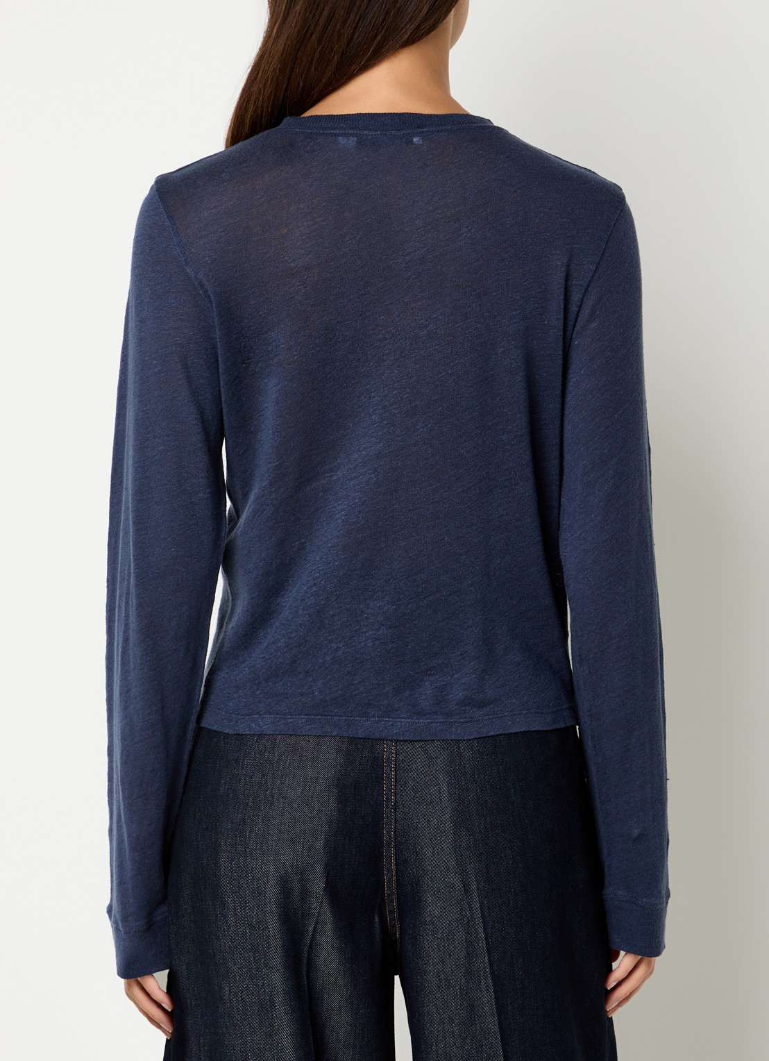 IRO Selhy fijngebreide pullover van linnen - achterkant 4 donkerblauw