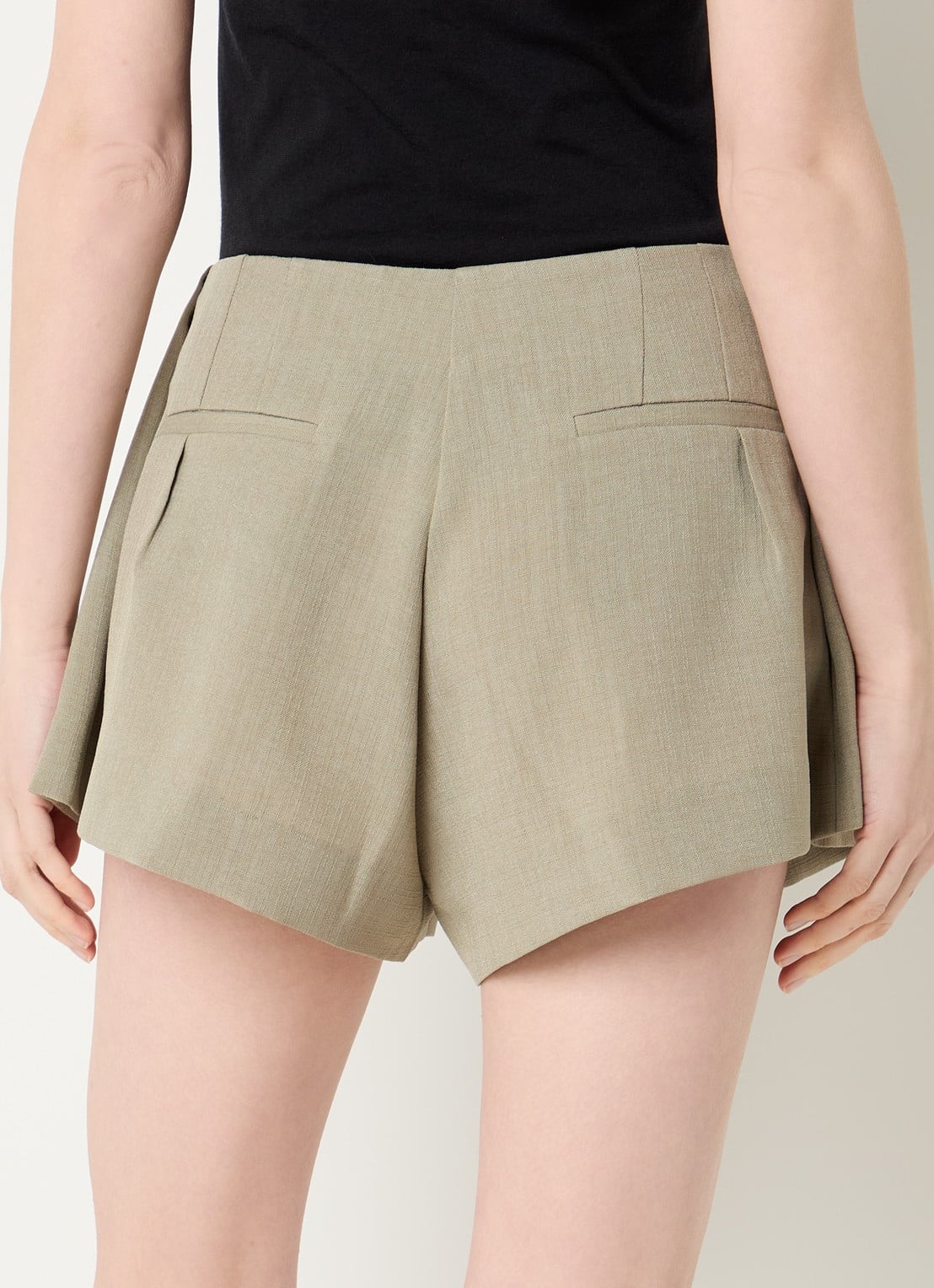 IRO Souty wide leg korte broek met steekzakken - achterkant 4 olijfgroen