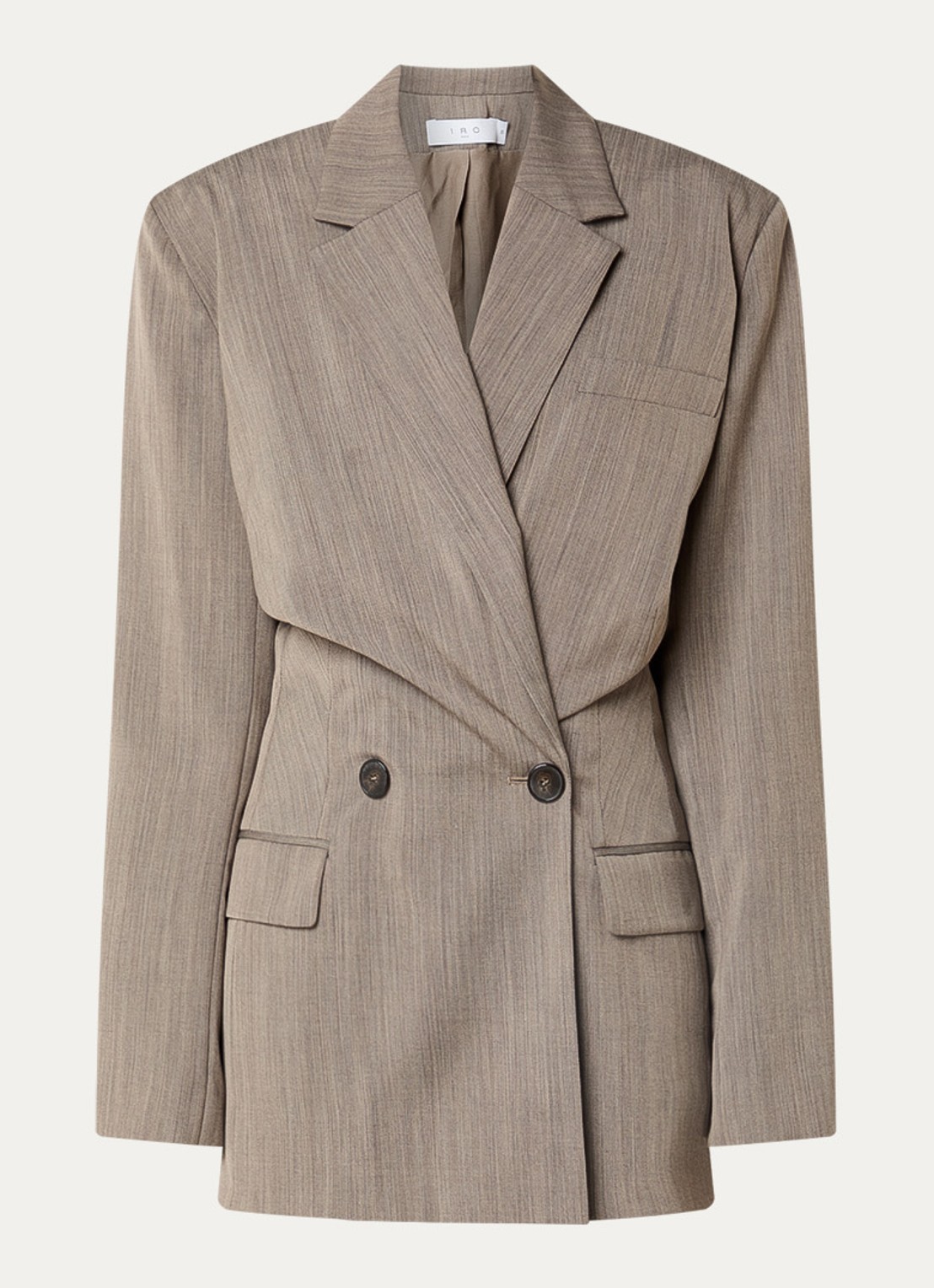 IRO Sunrise double-breasted blazer in wolblend - voorkant 3 lichtbruin