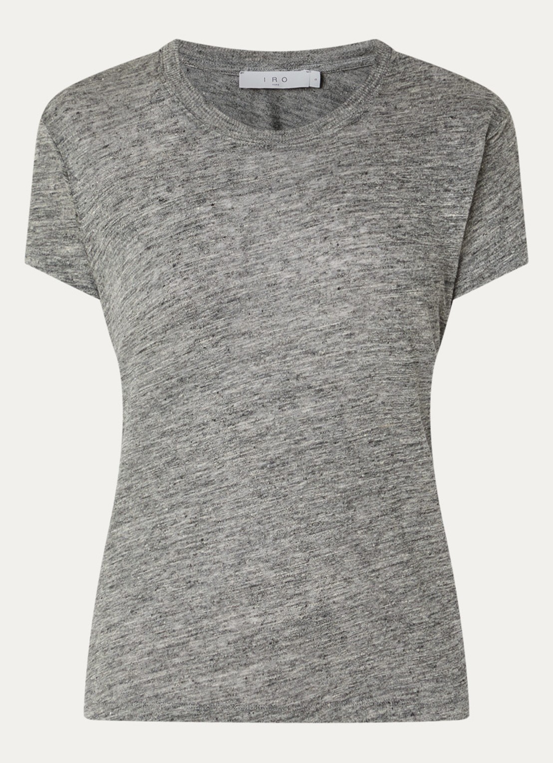IRO T-shirt van linnen met ronde hals - voorkant 2 grijsmele