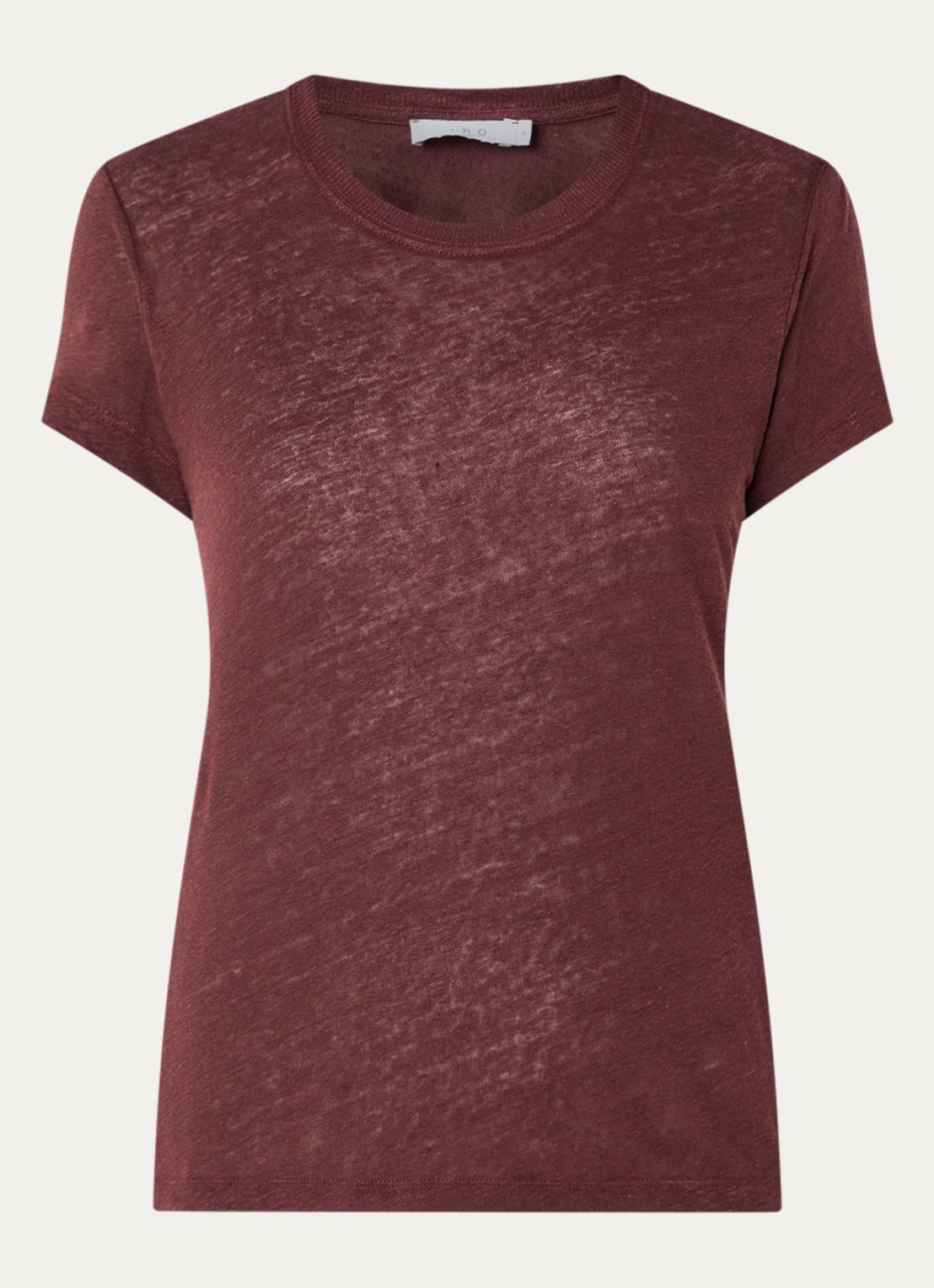 IRO T-shirt van linnen met ronde hals - voorkant 3 kastanjebruin