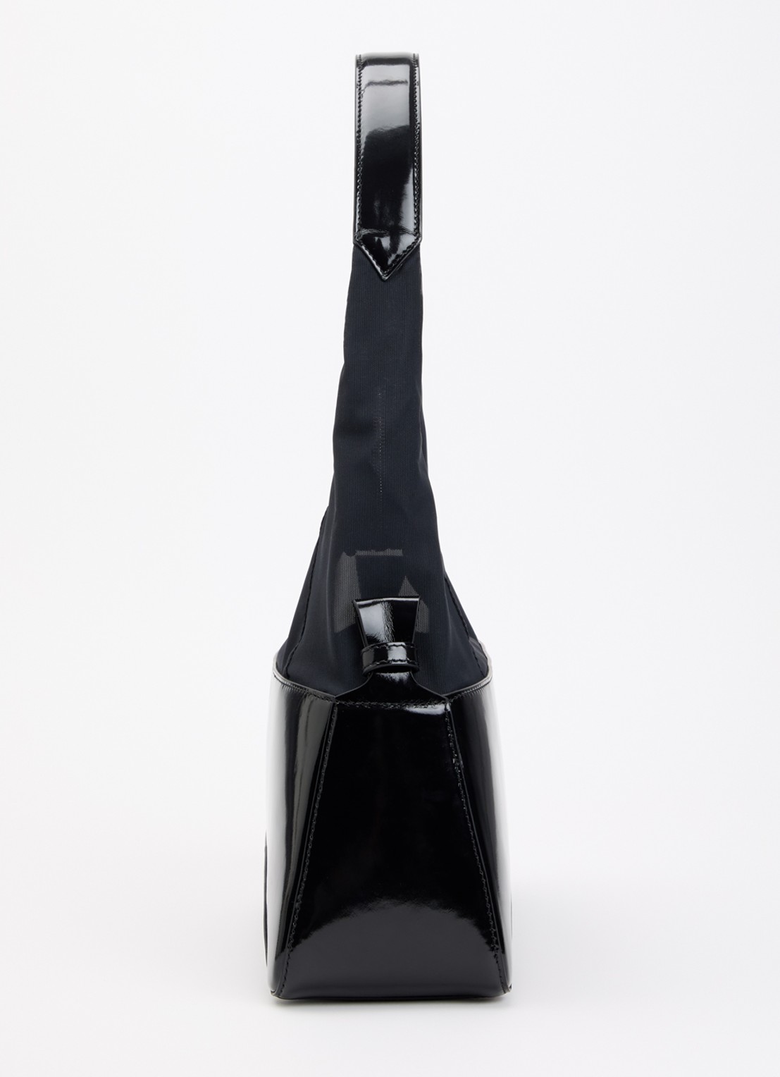 IRO Tandem Gloss Large handtas van lakleer met afneembare schouderriem - detail 4 zwart