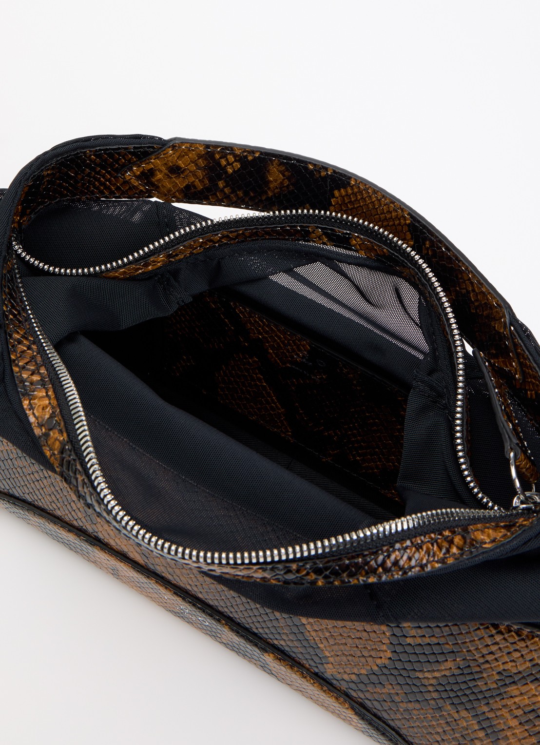 IRO Tandem Python handtas van leer - detail oranjebruin