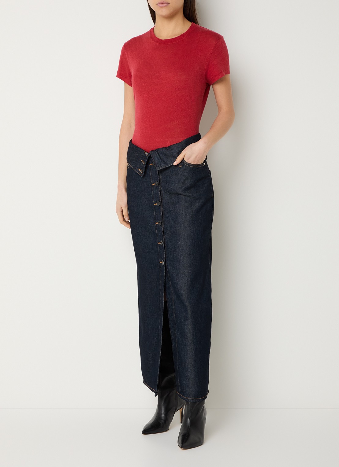 IRO Third T-shirt met ronde hals - voorkant 3 rood