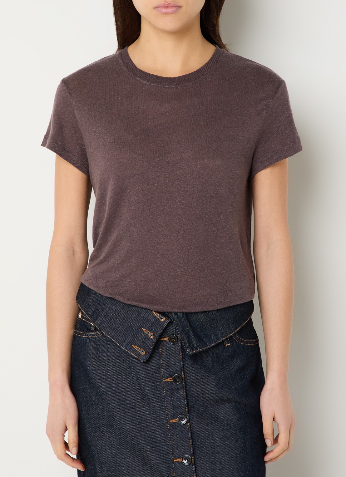 IRO Third T-shirt met ronde hals - detail bruin