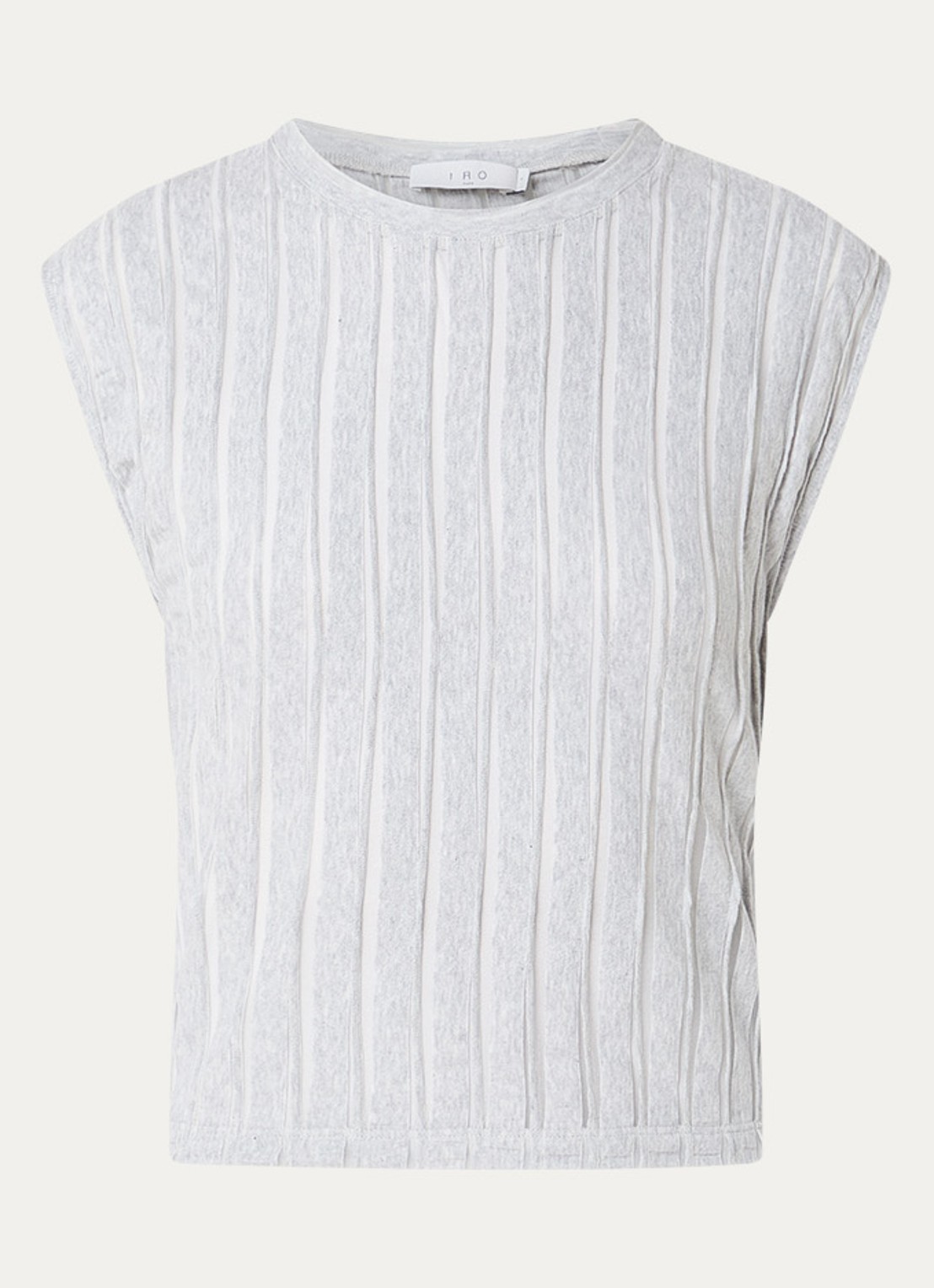 IRO Uzelie semi-transparante tanktop met ronde hals - voorkant 3 lichtgrijs