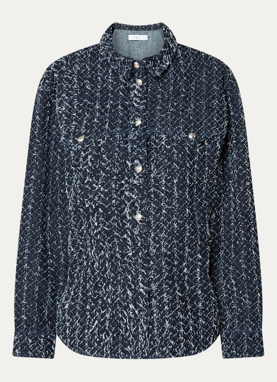 IRO Velini blouse van denim met borstzakken - voorkant donkerblauw