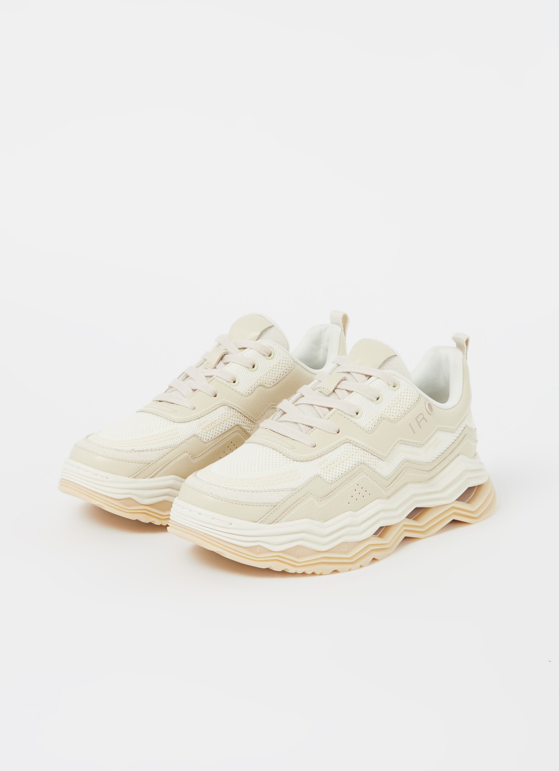 IRO Wave sneaker met leren details - detail 2 donkerbeige