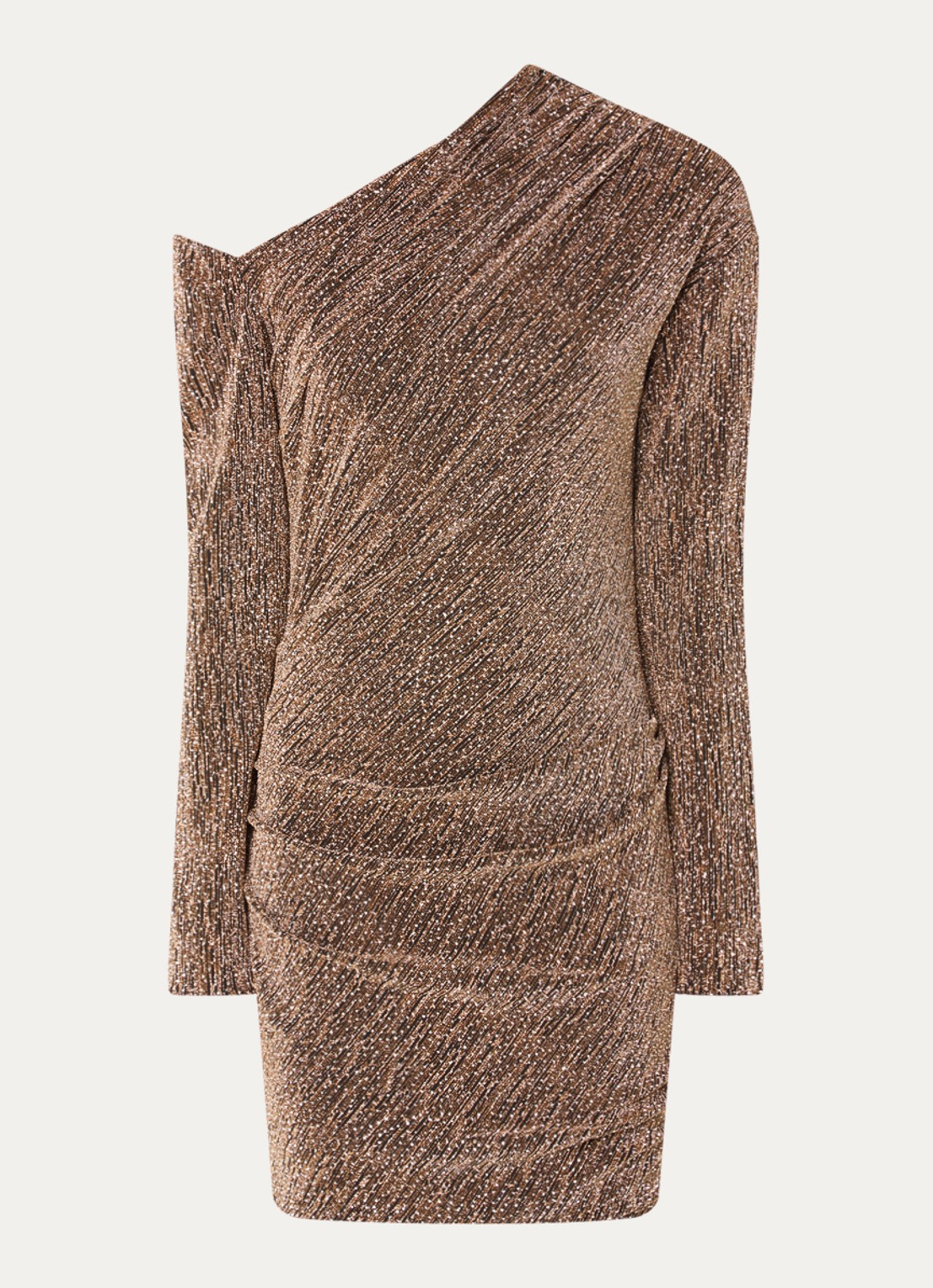 IRO Yonder mini jurk met strass en asymmetrische hals - voorkant roségoud