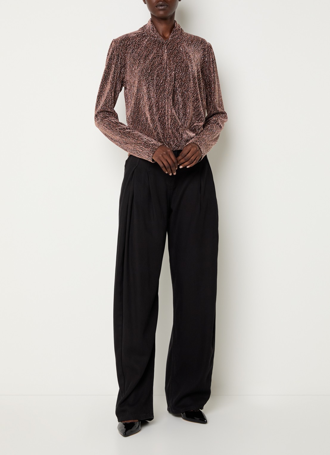 IRO Ysane top met strass - voorkant 4 bruin