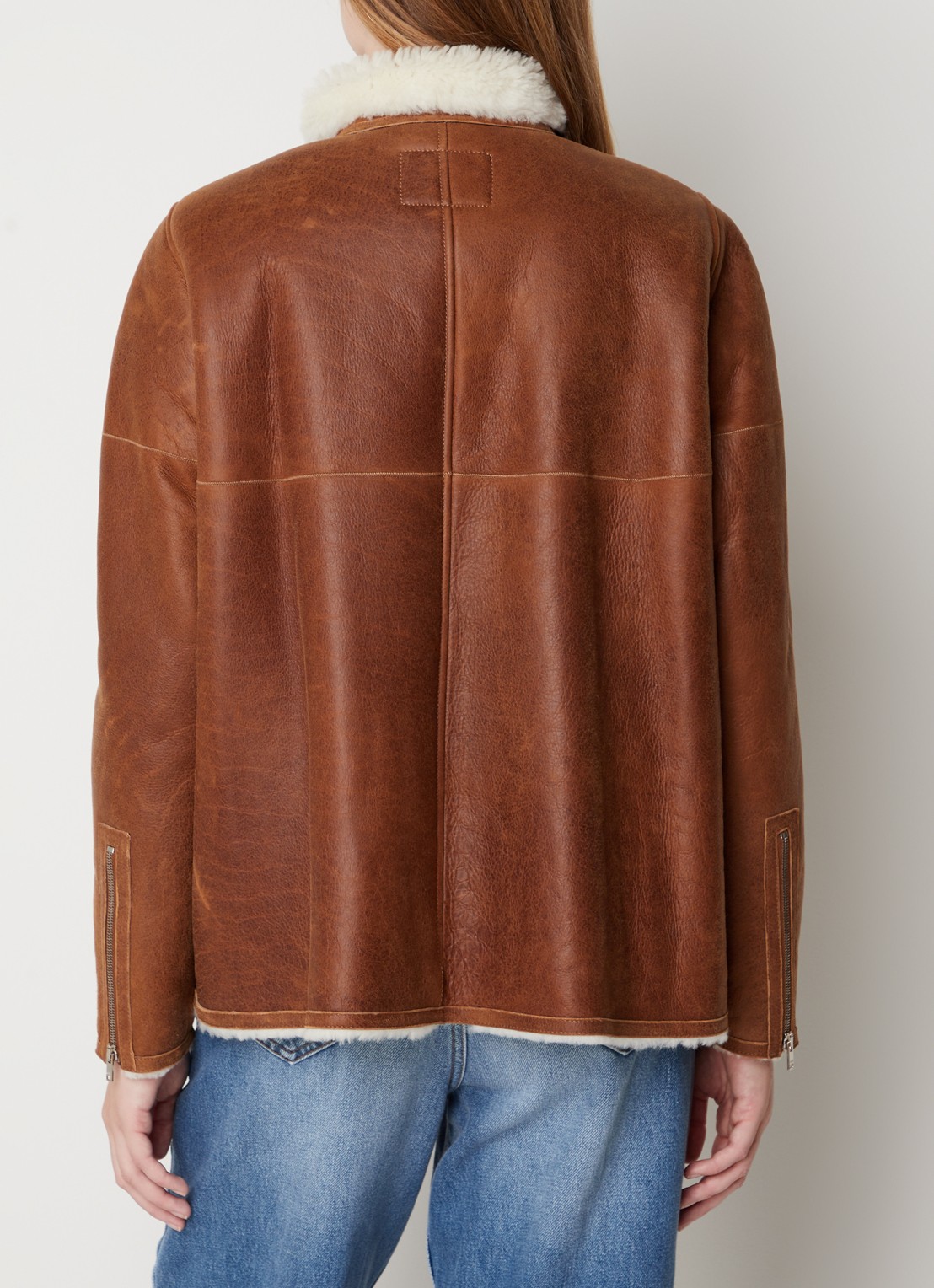 Isabel Marant Abeliki lammy coat van lamsleer met ritszakken - achterkant 6 camel