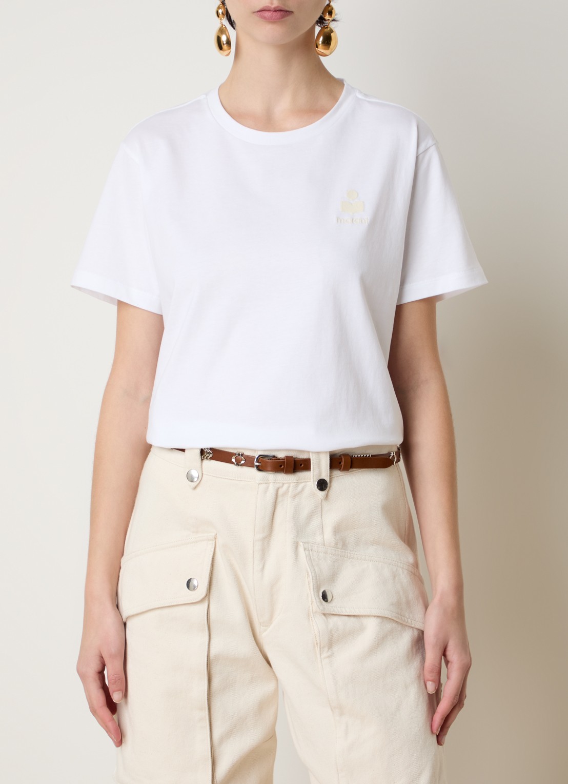 Isabel Marant Aby T-shirt met logoborduring - detail 4 wit