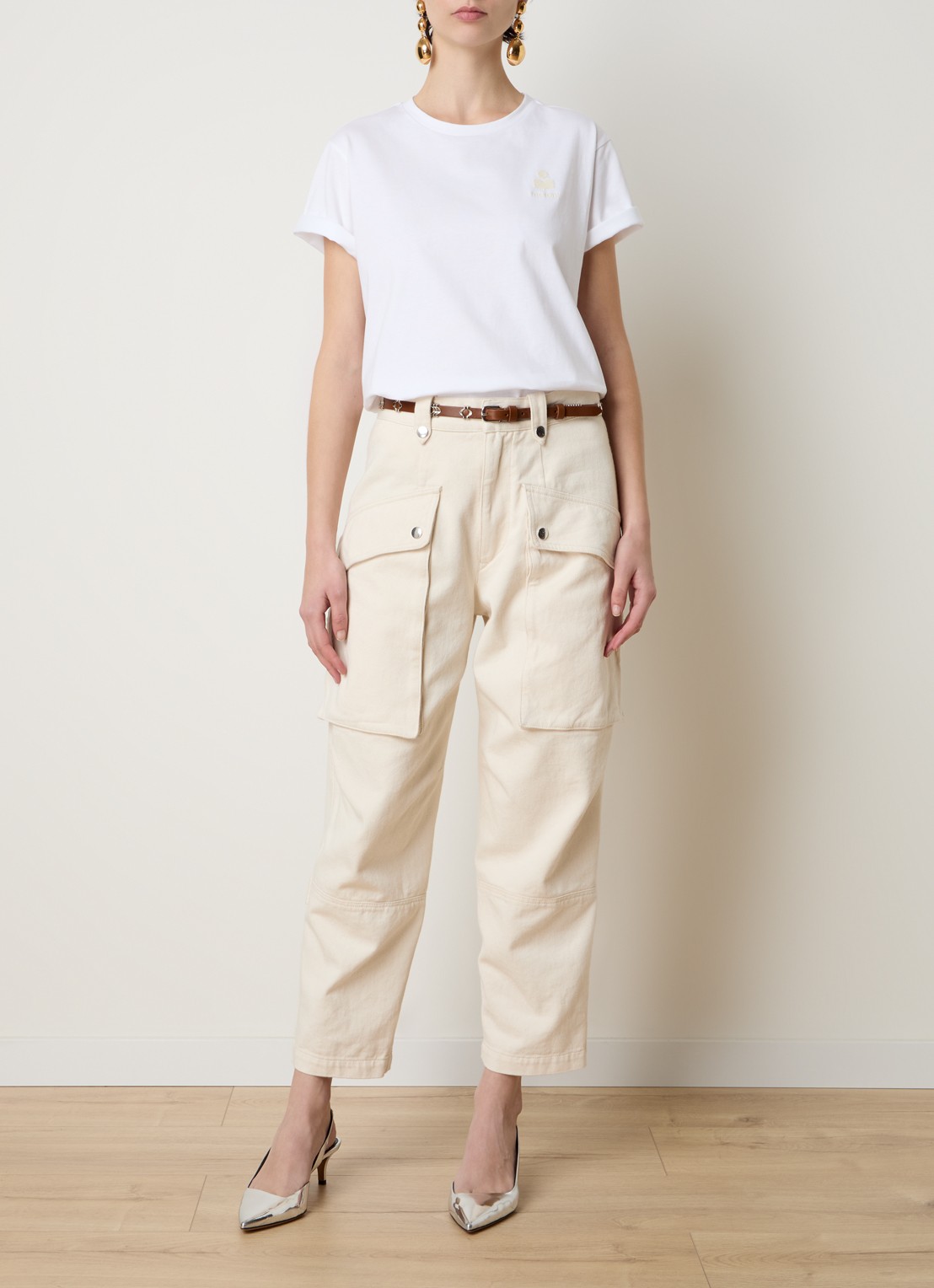 Isabel Marant Aby T-shirt met logoborduring - voorkant 2 wit
